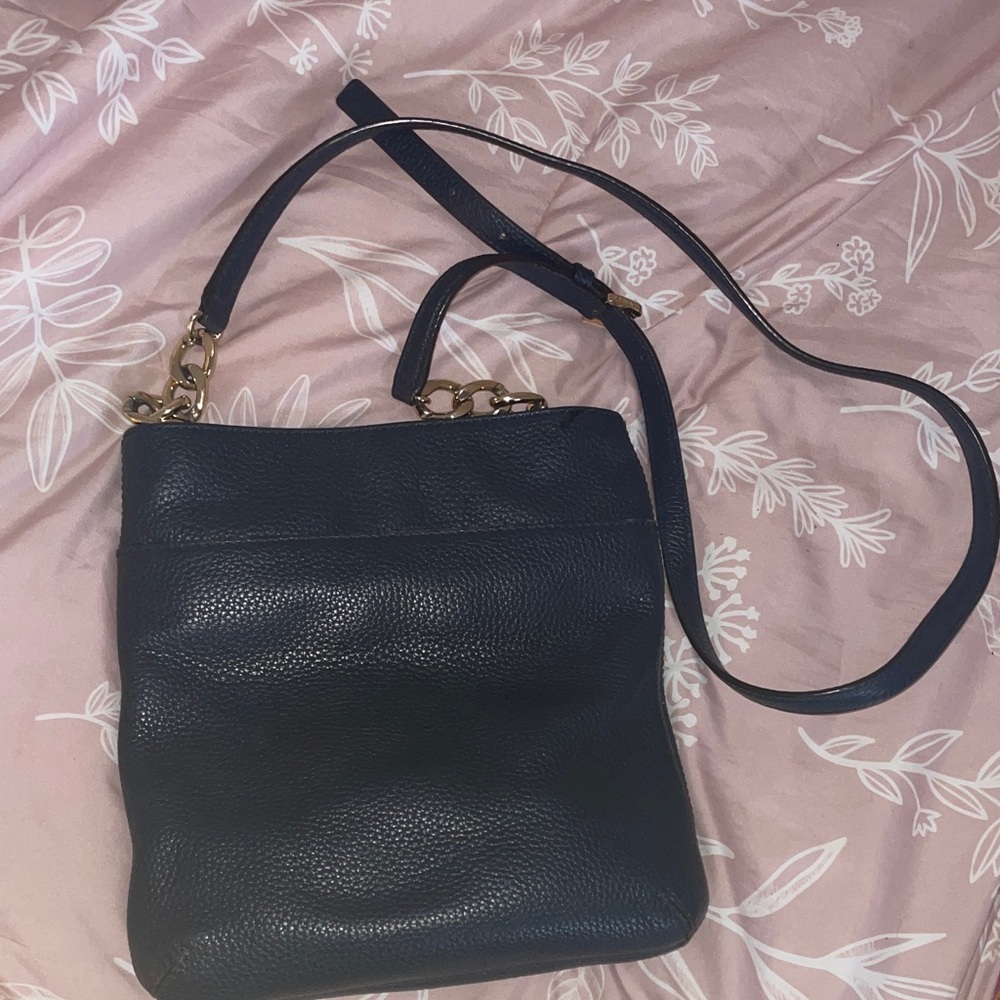 Michael Kors Dark Blue Hamilton Crossbody Bag with Gold Accents - Picture 3 of 15